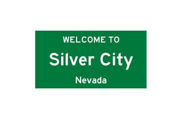 Silver City, Nevada, USA. City limit sign on transparent background. 