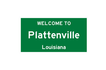 Plattenville, Louisiana, USA. City limit sign on transparent background. 