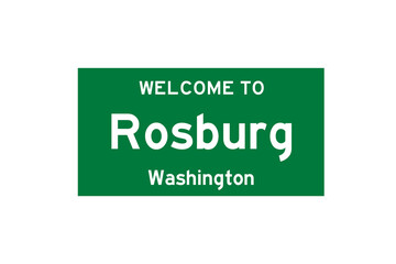 Rosburg, Washington, USA. City limit sign on transparent background. 