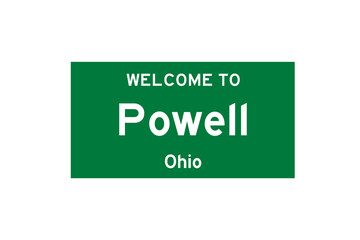 Powell, Ohio, USA. City limit sign on transparent background. 