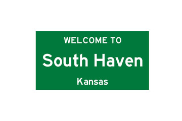 South Haven, Kansas, USA. City limit sign on transparent background. 