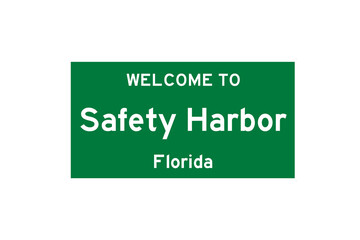 Safety Harbor, Florida, USA. City limit sign on transparent background. 