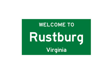 Rustburg, Virginia, USA. City limit sign on transparent background. 