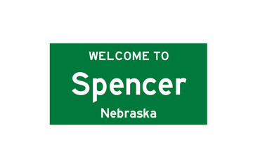 Spencer, Nebraska, USA. City limit sign on transparent background. 