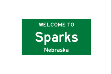 Sparks, Nebraska, USA. City limit sign on transparent background. 