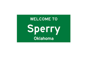 Sperry, Oklahoma, USA. City limit sign on transparent background. 