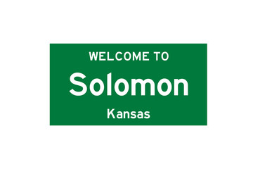 Solomon, Kansas, USA. City limit sign on transparent background. 