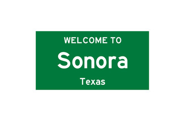 Sonora, Texas, USA. City limit sign on transparent background. 