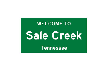 Sale Creek, Tennessee, USA. City limit sign on transparent background. 