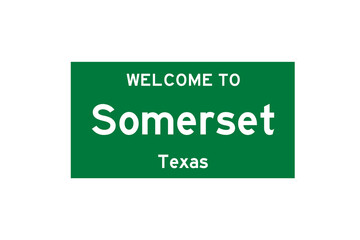 Somerset, Texas, USA. City limit sign on transparent background. 