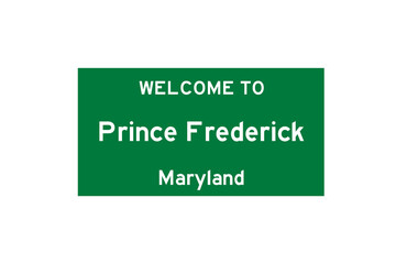 Prince Frederick, Maryland, USA. City limit sign on transparent background.  - obrazy, fototapety, plakaty