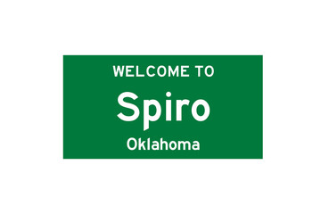 Spiro, Oklahoma, USA. City limit sign on transparent background. 