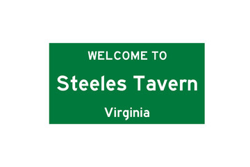 Steeles Tavern, Virginia, USA. City limit sign on transparent background. 