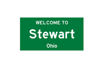 Stewart, Ohio, USA. City limit sign on transparent background. 