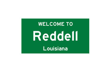 Reddell, Louisiana, USA. City limit sign on transparent background. 