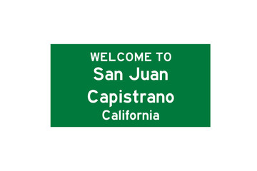 San Juan Capistrano, California, USA. City limit sign on transparent background. 