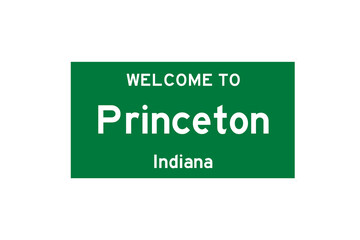 Princeton, Indiana, USA. City limit sign on transparent background. 