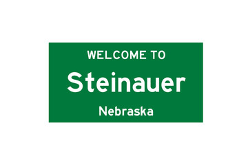 Steinauer, Nebraska, USA. City limit sign on transparent background. 