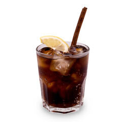 whisky coca cola with lemon and soda