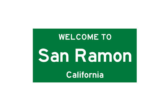 San Ramon, California, USA. City limit sign on transparent background. 