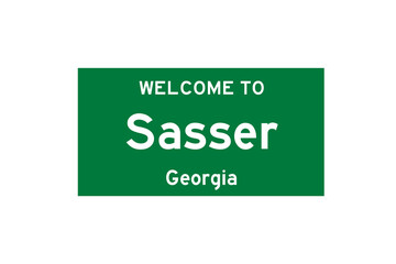 Sasser, Georgia, USA. City limit sign on transparent background. 