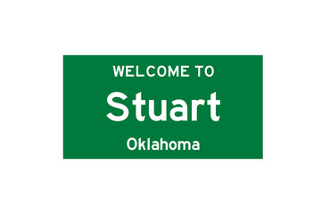 Stuart, Oklahoma, USA. City limit sign on transparent background. 