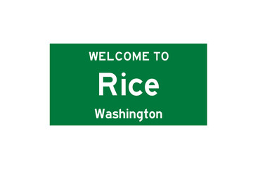 Rice, Washington, USA. City limit sign on transparent background. 