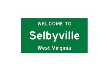 Selbyville, West Virginia, USA. City limit sign on transparent background. 