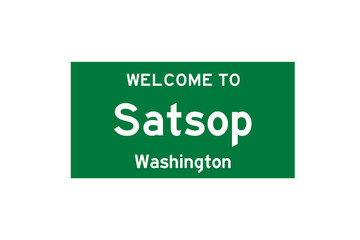 Satsop, Washington, USA. City limit sign on transparent background. 