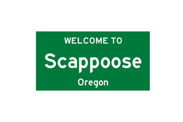 Scappoose, Oregon, USA. City limit sign on transparent background. 