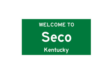 Seco, Kentucky, USA. City limit sign on transparent background. 