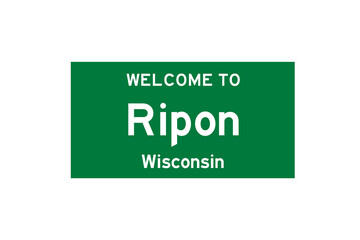 Ripon, Wisconsin, USA. City limit sign on transparent background. 