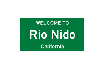 Rio Nido, California, USA. City limit sign on transparent background. 