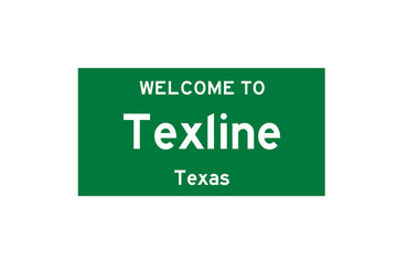 Texline, Texas, USA. City limit sign on transparent background. 
