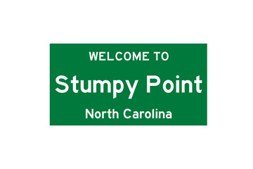 Stumpy Point, North Carolina, USA. City limit sign on transparent background. 