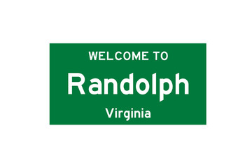 Randolph, Virginia, USA. City limit sign on transparent background. 