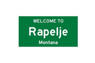 Rapelje, Montana, USA. City limit sign on transparent background. 