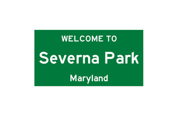 Severna Park, Maryland, USA. City limit sign on transparent background. 