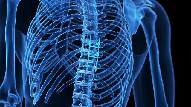 3d rendered medical animation of a spinal fusion