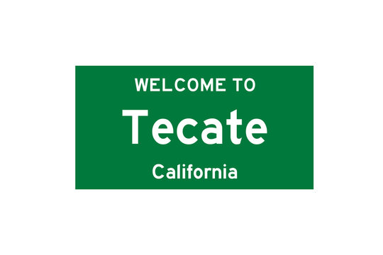 Tecate, California, USA. City limit sign on transparent background. 