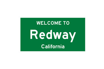 Redway, California, USA. City limit sign on transparent background. 
