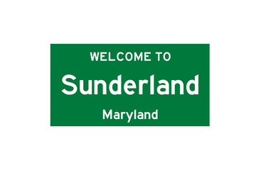 Sunderland, Maryland, USA. City limit sign on transparent background.  - obrazy, fototapety, plakaty
