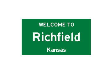 Richfield, Kansas, USA. City limit sign on transparent background. 