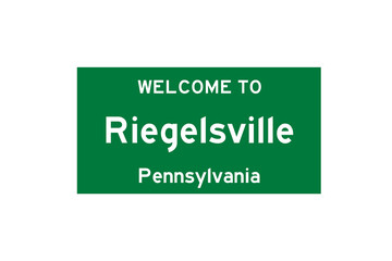 Riegelsville, Pennsylvania, USA. City limit sign on transparent background. 