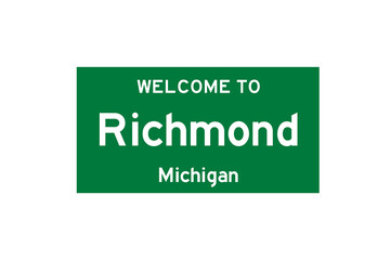 Richmond, Michigan, USA. City limit sign on transparent background. 
