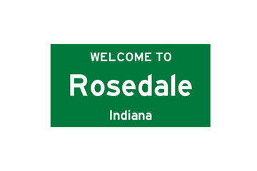Rosedale, Indiana, USA. City limit sign on transparent background. 