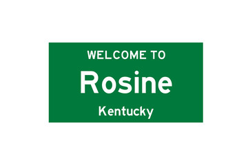 Rosine, Kentucky, USA. City limit sign on transparent background. 