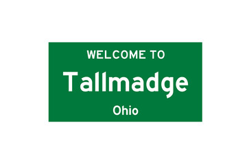 Tallmadge, Ohio, USA. City limit sign on transparent background. 