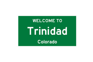 Trinidad, Colorado, USA. City limit sign on transparent background. 