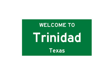 Trinidad, Texas, USA. City limit sign on transparent background. 